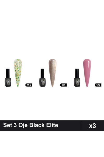 Makeup Set 3 Oje Semipermanente Black Elite 8ml, Nuante 155 171 127, Global F...