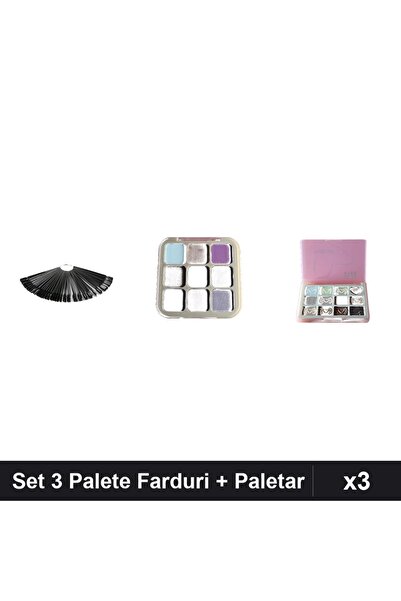 Makeup Set of 3 DoDo Rose True Eyes Eyeshadow Palettes, Black Nail Palette, C...