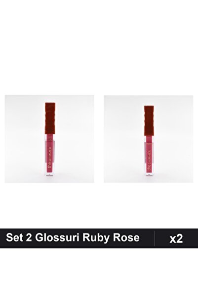 Makeup Set of 2 Glosses The Shimmer Ruby Rose, Shades 02 04, Shiny Lips