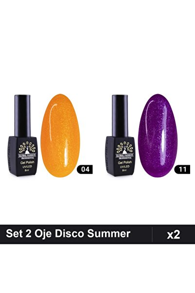 Makeup Set 2 Oje Semipermanente Disco Summer 8ml, Nuante 04 11, Manichiură UV...