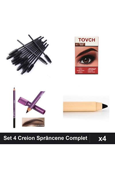 Makeup Set 4 Creion Sprâncene Vopsea Rujul Waterproof, Periuțe Stilizare 10bu...