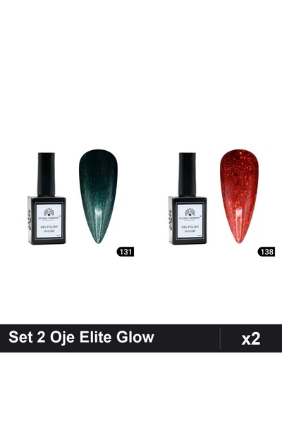 Makeup Set 2 Oje Semipermanente Global Fashion Gel Polish Elite Glow 15ml, Nu...