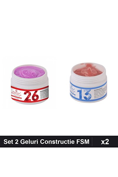 Makeup Set 2 Geluri Constructie UV LED FSM 15g, Nuante 26 și 13, Manichiura P...