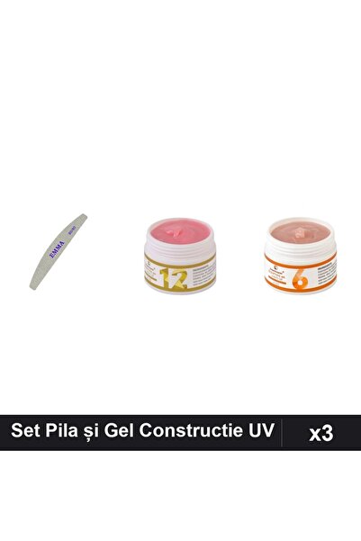 Makeup Set 3 Pila Unghii EMMA 100/120 și Gel Constructie UV LED FSM 15g Nuant...