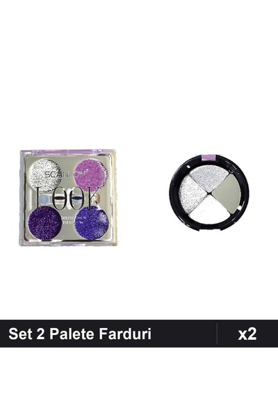 Makeup Set of 2 Eyeshadow Palettes Scanlon No.3 and Quiz No.453, Glitter and ...