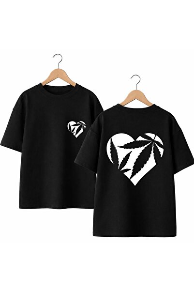 playwear تي شيرت بطبعة قلب 5 على الظهر والصدر الأمامي، مصنوع من القطن بنسبة 1...