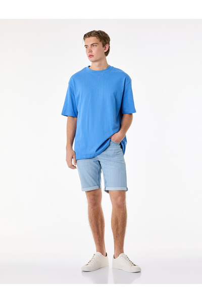 Koton Normal Bel Pamuklu Bermuda Slim Fit Jean Şort
