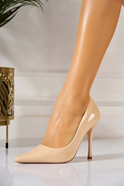 Joana Women's Beige Patent Stilettos 11cm Heel