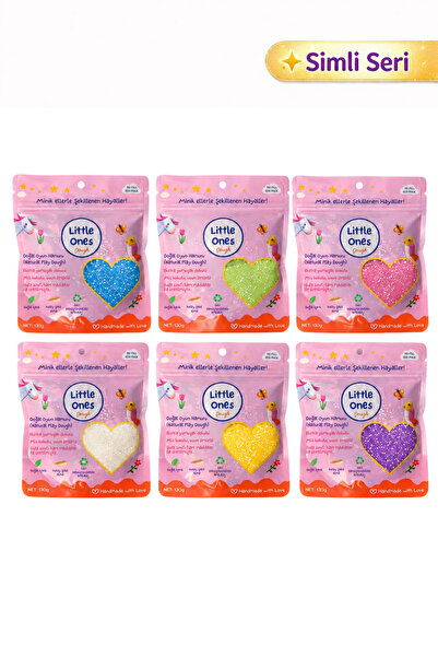 Little Ones Dough Doğal Oyun Hamuru - 6'lı Doğal Simli Oyun Hamuru Seti 6x130...
