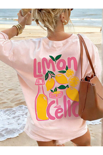 OVER HEAD Tricou supradimensionat pentru femei, cu imprimeu Lemon Cello