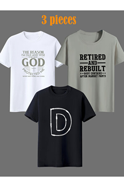 yixing Men's 3-Pack Graphic T-Shirts - Crew Neck Short Sleeve Tees with Funny...