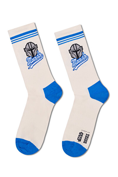 Derimod Happy Socks Men's White Star Wars Mando Patterned Cotton Socks P005730