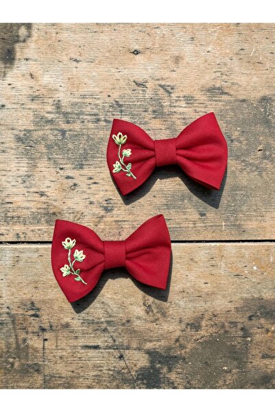 egomi kalpten gelen elle üretilen Red Embroidered Double Clip Buckle