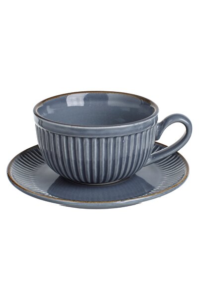 Zumzeria New Bone Grey Cup and Saucer Set 260ml
