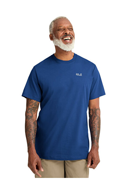 Jack Wolfskin ESSENTIAL T M Mavi Bisiklet Yaka Regular Fit Logo Baskılı Erkek...