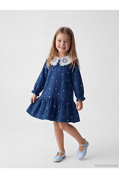 LC Waikiki Nevavm Farklı Bebe Yaka Stone Detailed Girls' Ruffle Dress