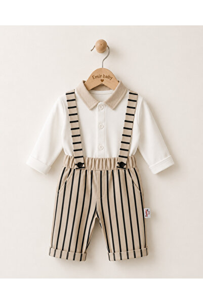 BYMURAT BABY Striped Strappy Baby Boy Set Linen Fabric Summer Wear