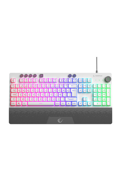 Rampage KB-GX65 SIMULA Beyaz USB RGB Aydınlatmalı 4 Makro Tuşlu Bilek Destekl...