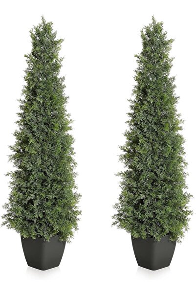 Garvee Artificial Cedar Topiary Trees Set of 2, 48 Inch (122cm) UV Rated Faux...