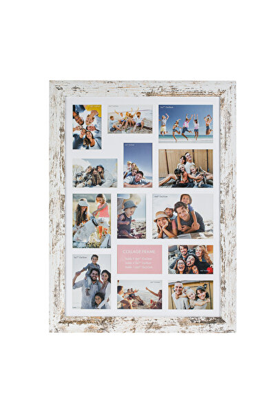OEM Decorative Photo Frame with White Brushed Wood Mat (14 Photos) 59x1.5x79cm