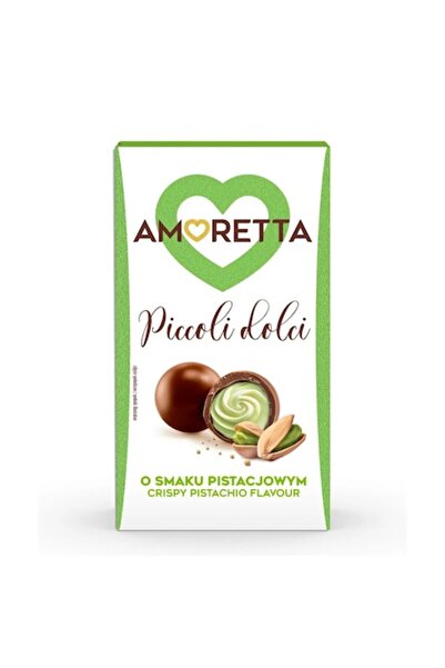 Amoretta Pralines with milk chocolate coating and pistachio-flavored cream Pi...