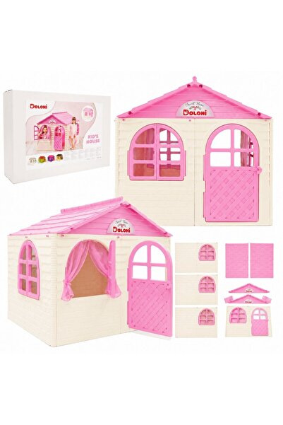 Doloni Casuta de joaca pentru copii Pink/White small, cu usa, ferestre largi ...