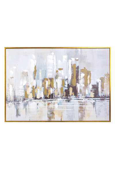 Zumzeria Pictură în ulei cu design abstract de clădire urbană 100x3x70cm