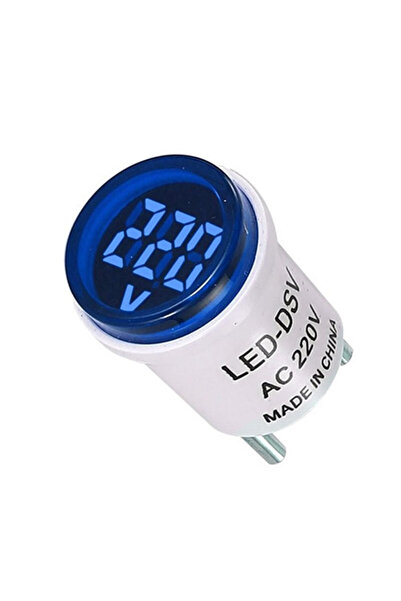 ROBİZ AC 220V Voltmetre Yuvarlak Mavi EU Plug Prize Takılabilir Fiş Gerilim Ş...