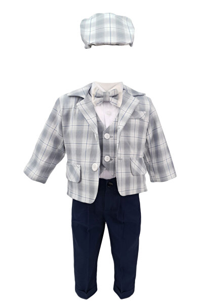 Baby Boss Costum botez carouri gri-albastru marin