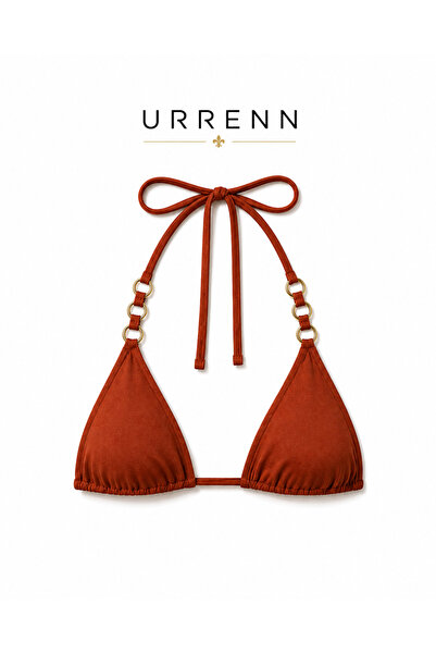 Urrenn Triangle Bikini Top — Halter Neck Quick Dry Single Top Bikini with Rin...