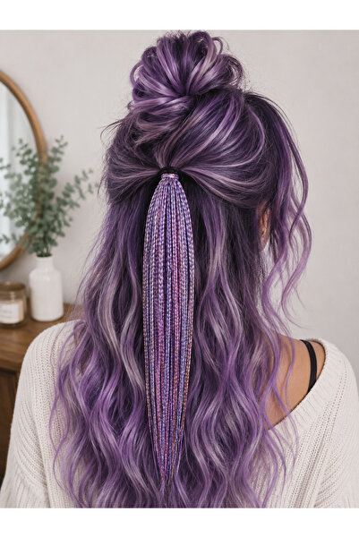 YASEMİN KAPLAN Ombre Lilac Braided Hair Clip – Bohemian Festival Hair Accessory