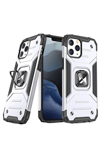 WOZINSKY Inel Armură robust hibrid + Suport magnetic pentru iPhone 13 argintiu