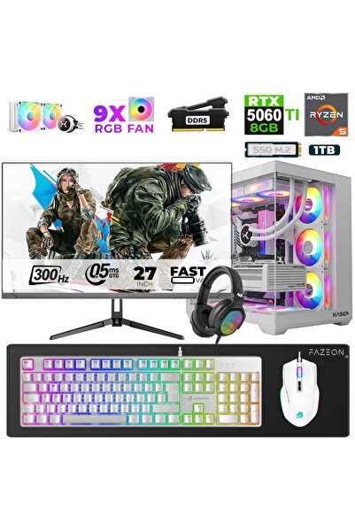 XASER Star X320 Ryzen 5 7500F 32GB Ram 1TB M.2 NVMe SSD 8GB RTX5060Ti 27" 300...