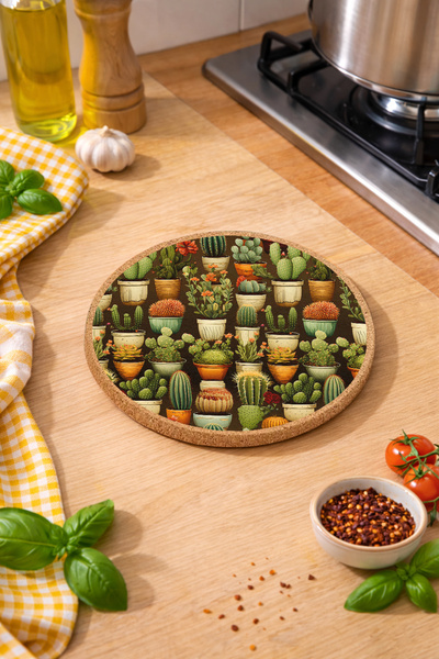iyi fikirler Suport pentru oală/tigaie cu model cactus, 19cm diametru, 1cm gr...