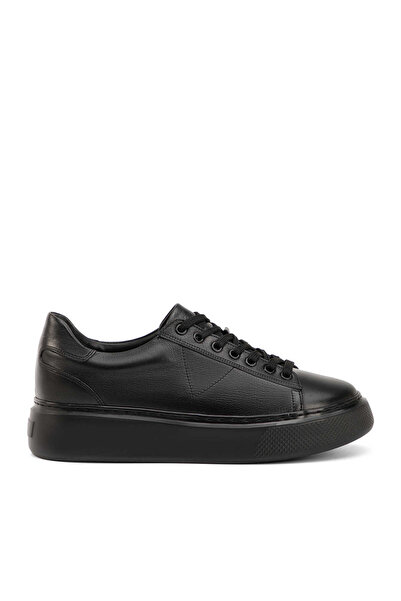 Tergan Siyah Hakiki Deri Erkek Sneaker - E4MEAY057784-L6O