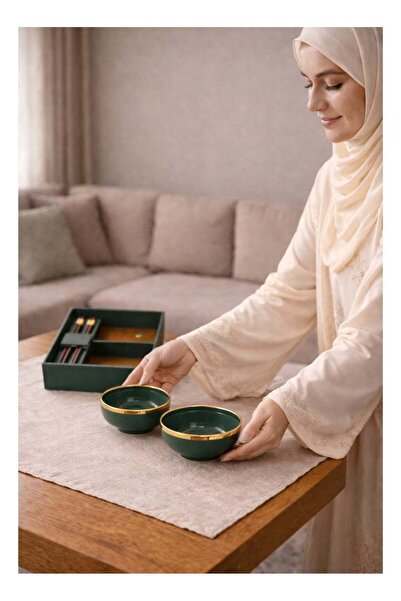oludeniz Luxury Ceramic Bowl and Chopstick Set – Premium Gift Box for 2 People