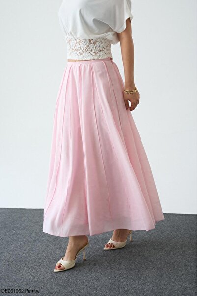 CADDELAMODA Women's Tencel Fabric Premium Skirt with Reverse Stitching Detail