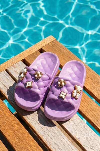 REMSA Children's Top Sticker Detail Sandals Slippers 300-10 Lilac