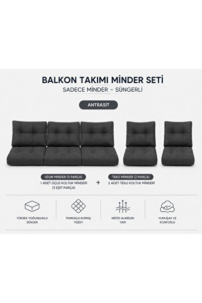 Modern Style Home 3-1-1 Fermuarlı Balkon Minderi-Leke Tutmaz - İçidolu Minder