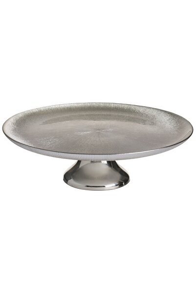 Zumzeria Champagne Colored Glass Decorative Plate with Feet Ø32.5x10cm
