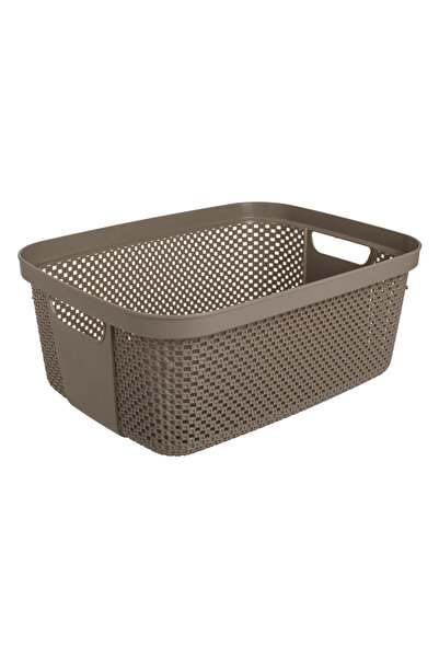 Zumzeria Perforated Plastic Storage Basket Taupe 12L