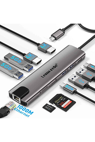 lemorele TC65 11 in 1 Type-C Hub Çoklayıcı Dock Station - Windows MST Destekl...