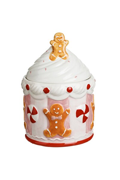 Zumzeria Ceramic Container with Cupcake & Gingerbread Man Design for Christma...