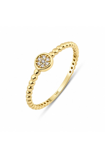 KAIROS JEWELRY 14 Ayar Altın Taşlı Minimal Yuvarlak Yüzük