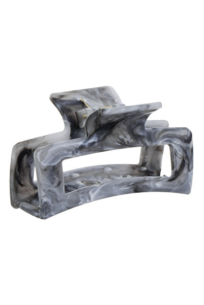 Zumzeria Gray Marble Rectangular Hair Clip for Women 8cm