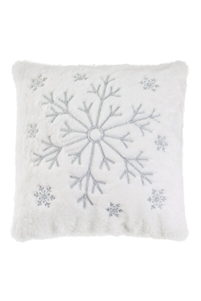 Zumzeria Christmas Decorative Pillowcase with Silver Embroidered Snowflakes 3...