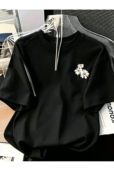 one button Mini daisy printed premium oversize t-shirt