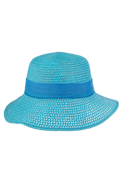 Zumzeria Blue Perforated Hat with Ribbon for Women