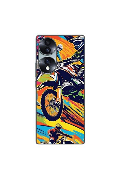OEM Case compatible with Honor 70 Silicone Gel Tpu Motocross Pop Art Pattern