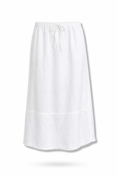 5in1Canpolat Ecru Linen Skirt 18392